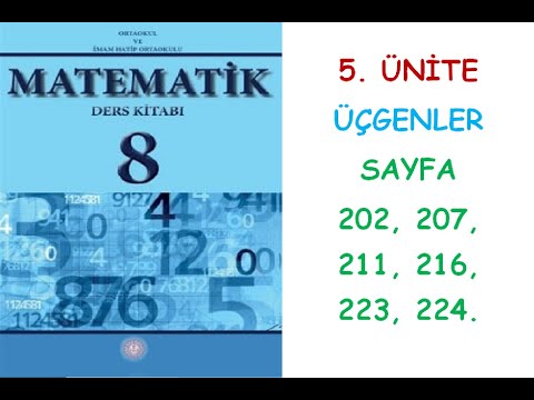 8. SINIF MATEMATİK DERS KİTABI 5. ÜNİTE ÜÇGENLER KONUSU UYGULAYALIM 202, 207, 211, 216,223,224.SAYFA