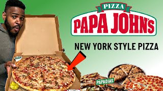 Papa Johns Pizza NEW Epic Stuffed Crust (NY Style Pizza) Papadia Taste Test MUKBANG Review