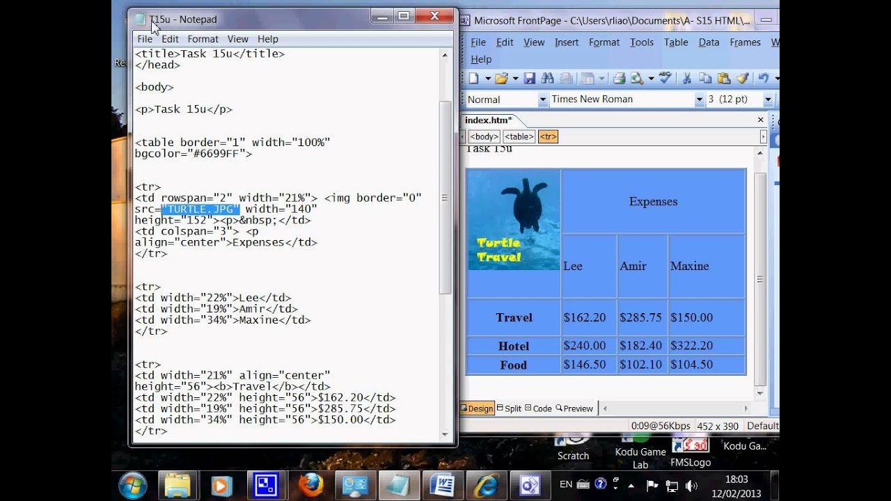 T15v table image src align valign current folder rowspan colspan