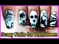5 Scary Black &amp; white Nail Art for Halloween | TOOTHPICK | No Tools
