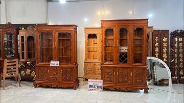 TỦ RƯỢU 1m4 hàng đục tay kênh bong -  gỗ hương đá  | Đồ Gỗ Kinh Bắc
