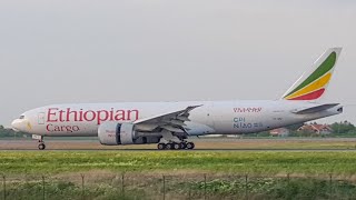 AMAZING SUNSET LANDING | Ethiopian Cargo Boeing 777-200F LANDING at Belgrade Airport