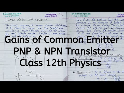 Video Gains of Common Emitter pnp and npn Transistor,... - youtube