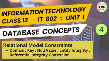 Unit 1 Database RDBMS | Part 4 | Information Technology IT Code 802 | Class 12 CBSE Board Exam | FOC