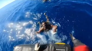 Migrants pulled from the sea during dramatic Mediterranean rescues