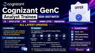 Cognizant GenC Analyst Trainee 2026-2027 Batch – LOI | OL | BGV | Training | JL | Onboarding Updates