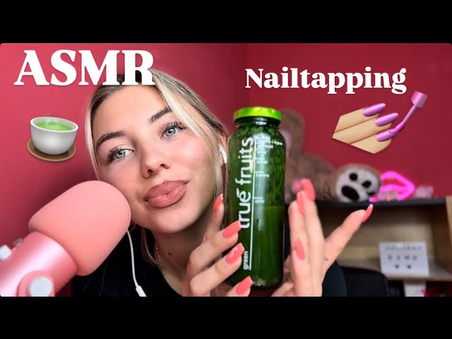 Testing New Matcha 🍵 Drink with Relaxing Nail Tapping Sounds, Calm Sipping & Tingles 💅🏼 [German]