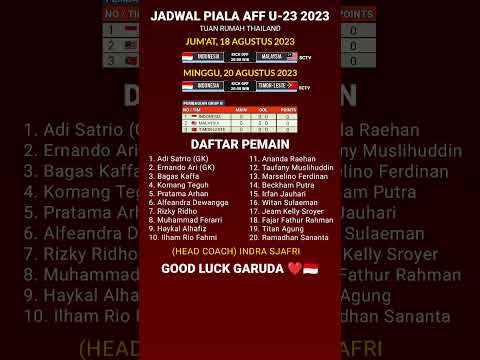Jadwal timnas Indonesia Piala AFF U23 2023 #timnasindonesia #beritatimnas
