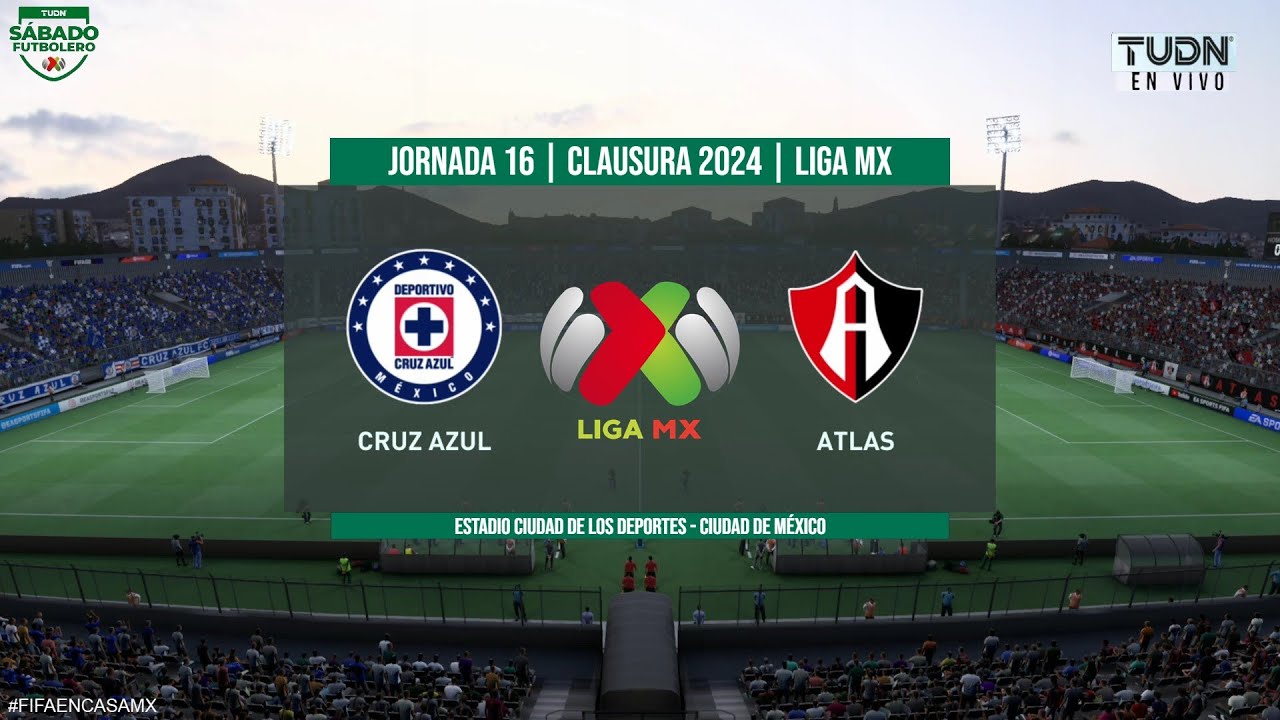 Cruz Azul vs Atlas | Jornada 16 LIGA BBVA MX | Clausura 2024 FIFA22 ...