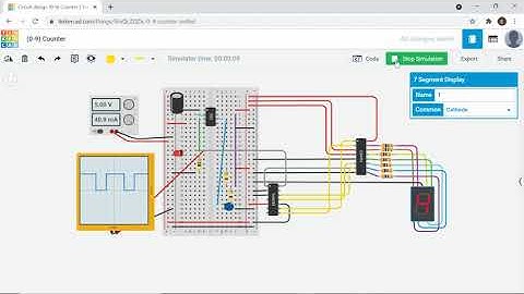 4 bit binary counter on TinkerCAD
