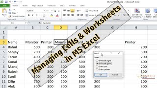 Working with Worksheets & Cells - Microsoft Excel 2010