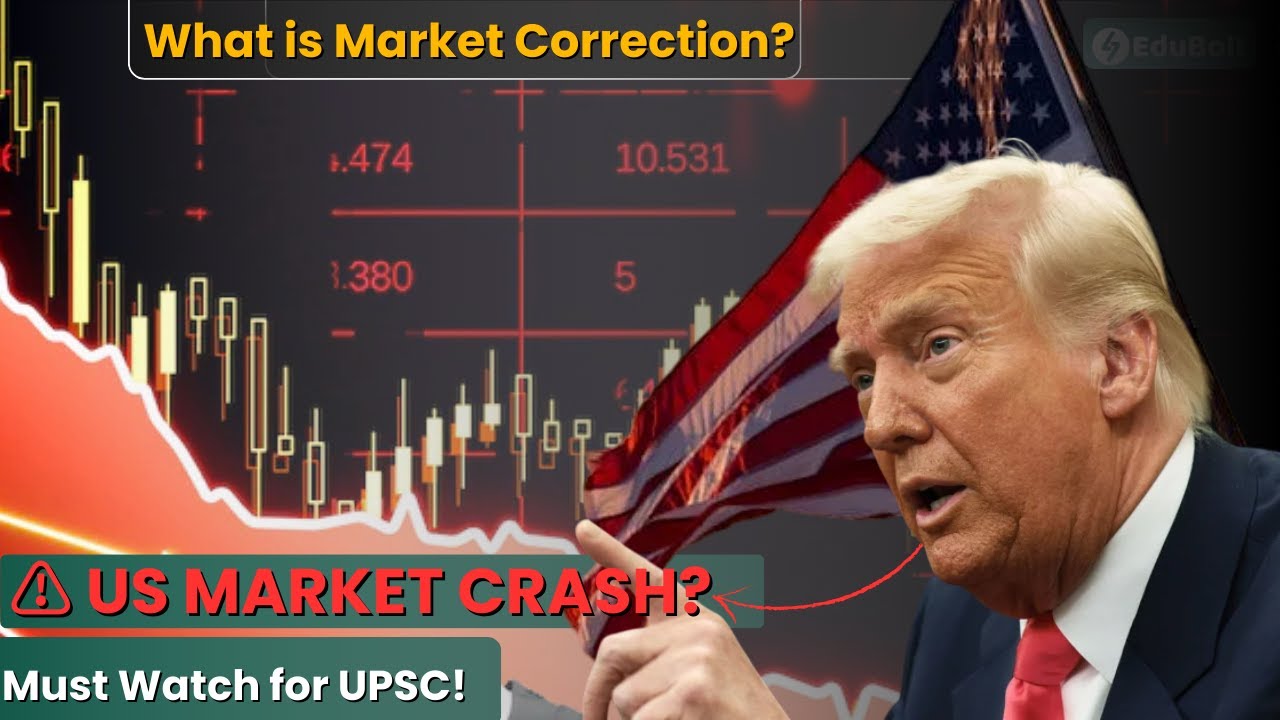 US Stock Market CRASH Explained for UPSC| Market Correction Simplified | By Sharanya Khanra| EduBolt