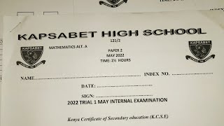 PROBABILITY: KAPSABET BOYS' MOCK 2022