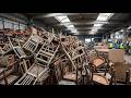 Recycling Thousands of Rotten Wooden Chairs into Biomass Briquettes | Full Industrial Process