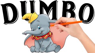 How to draw Dumbo with his giant floppy ears