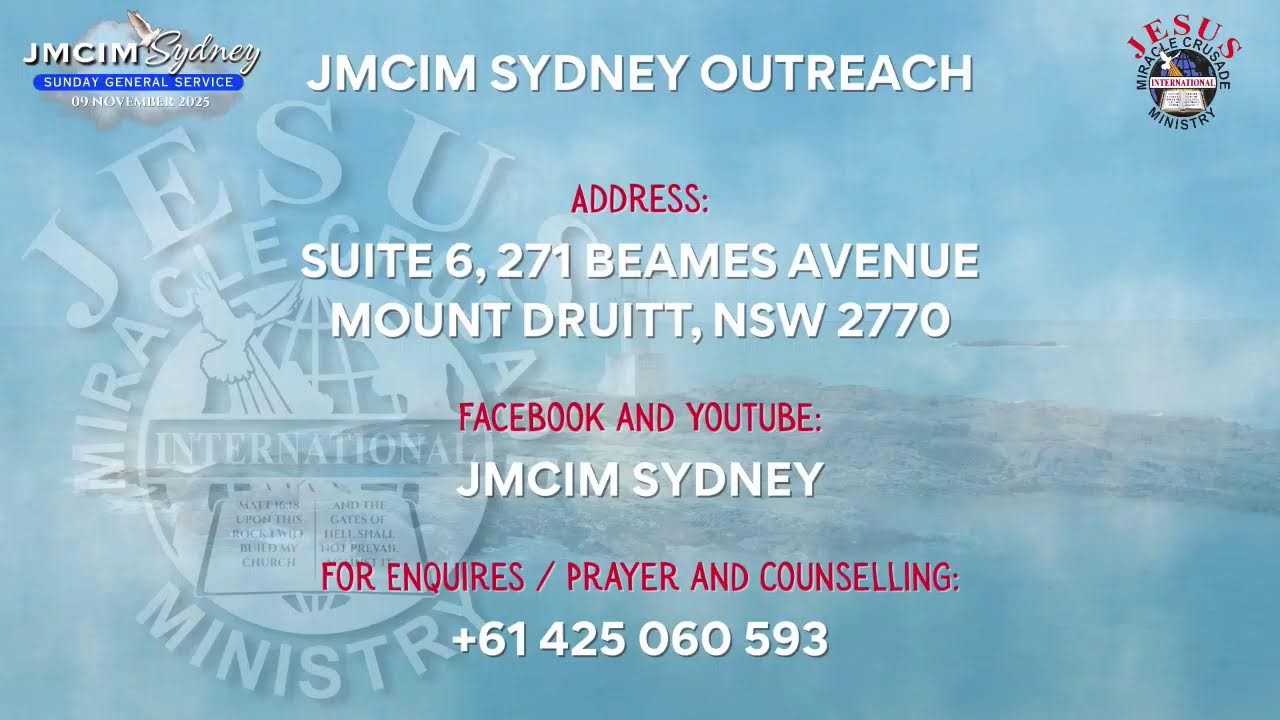 Watch!!! JMCIM SYDNEY OUTREACH Live Streaming of SUNDAY SERVICE November 09, 2025