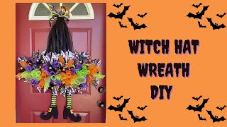 WITCH HAT WREATH USING DOLLAR TREE WITCH HAT WREATH FRAME | CRUFFLE METHOD
