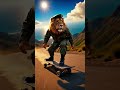 "Soldier Lion Shreds the Edge of the World"#SurrealSkate #CosmicAdventure #LionKing #DreamRider