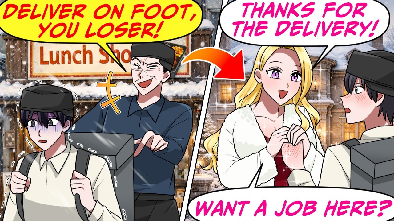 My Boss at the Lunch Shop Made Me Deliver on Foot During a Blizzard! But…[RomCom Manga Dub]
