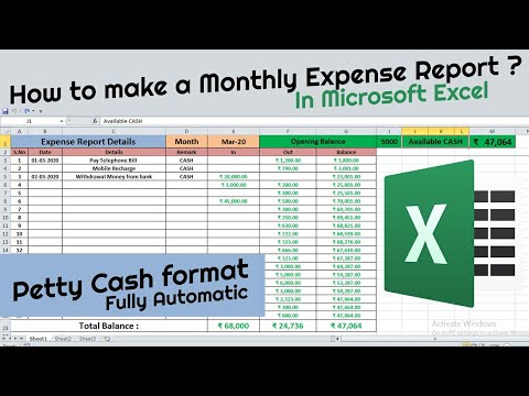 How to create expense report in Excel in Hindi | Daily Petty cash Manage  in Excel tutorial in hindi