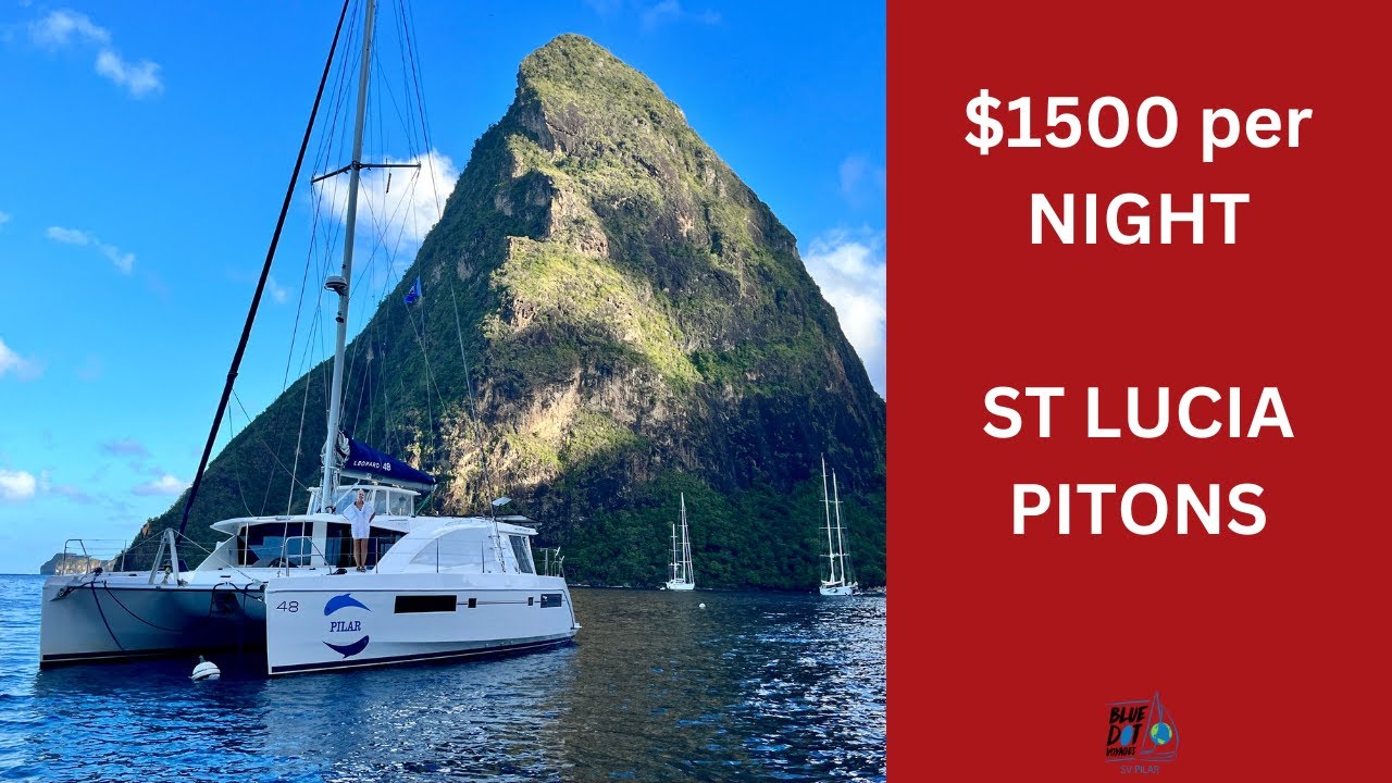 BEST VIEW OF THE MAJESTIC  ST LUCIA'S PITONS ?  JALOUSIE BAY ANCHORAGE WHILE SAILING!