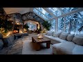 Early Cold Winter Morning with Fireplace Crackling Sounds | Cozy Room Ambience for Relax