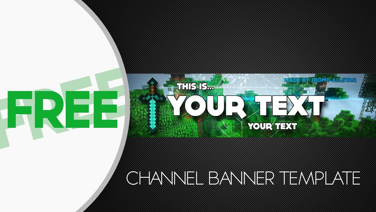 Photoshop Free Hd Minecraft Youtube Channel Banner Template Tutorial Youtube