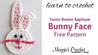 Easter Bunny Face Applique Free Crochet Pattern - Right Handed