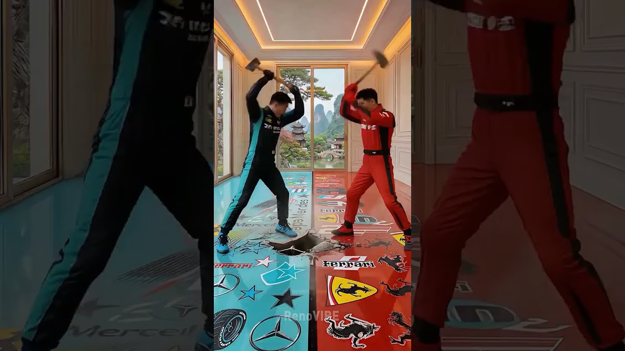 Mercedes ✨vs Ferrari🐎: The ULTIMATE Epoxy Floor Showdown!😮 #F1 #Short #Race #Win