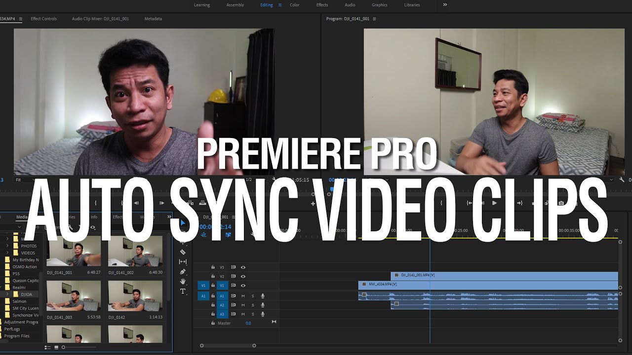 HOW TO Auto Sync Two or Multiple Audio and Video Clips ADOBE PREMIERE
