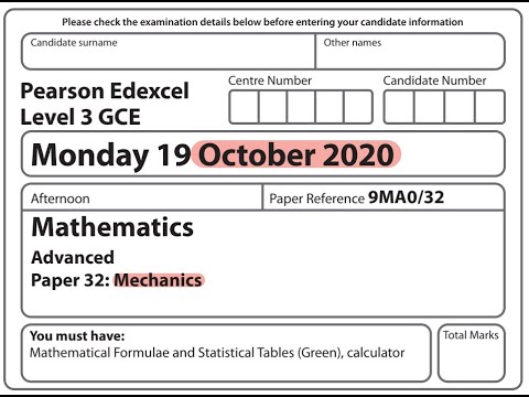 Edexcel A Level Maths - October 2020 - Mechanics - YouTube