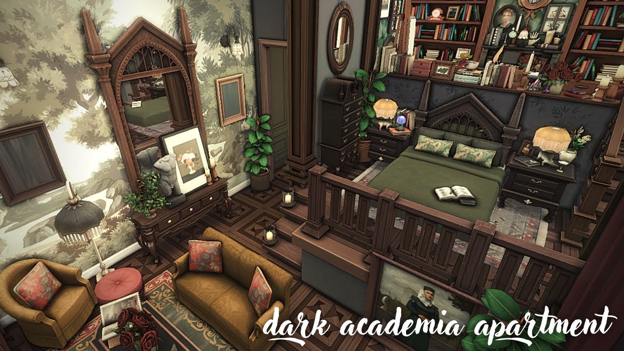 dark academia apartment The Sims 4 apartment renovation speed