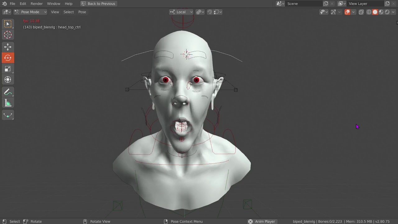 Facial rig test v001 - YouTube