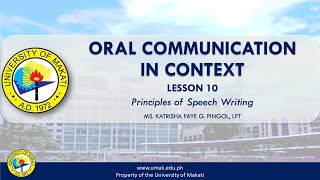 Lesson 10: Principles of Speech Writing | Oral Communication in Context