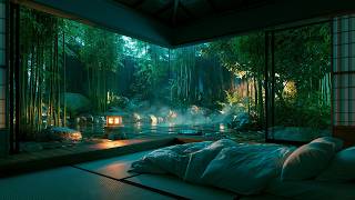 Cozy Warm Onsen Under Quiet Night Rain 🌧️ 3 Hours Soft Piano for Sleep screenshot 5