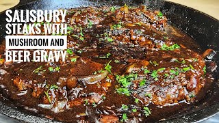 Salisbury Steaks with Mushroom and Beer Gravy | Comfort Foods @mamaandpapajoe