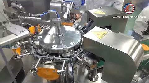 Irregular shape bag pouch rotary given bag pouch filling sealing machine running video