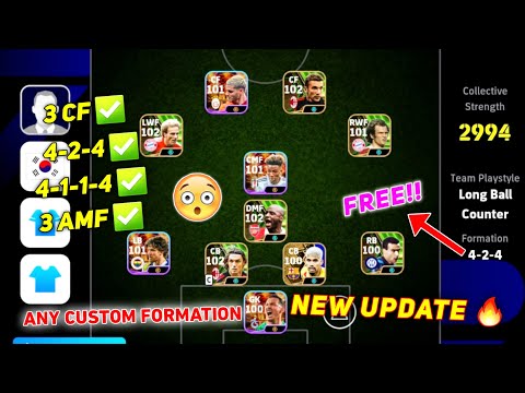 How to Get 4-2-4, 4-1-1-4 & any Custom Formation For Free in efootball 2024 Mobile