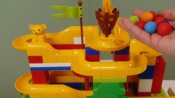 Satisfying building blocks Marble run race winding track & handmade wooden wave slope