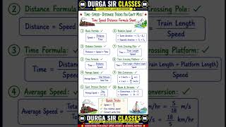 Time Speed Distance Tricks in 60 Seconds 🚆 | Complete Formula Sheet | Durga Sir Classes