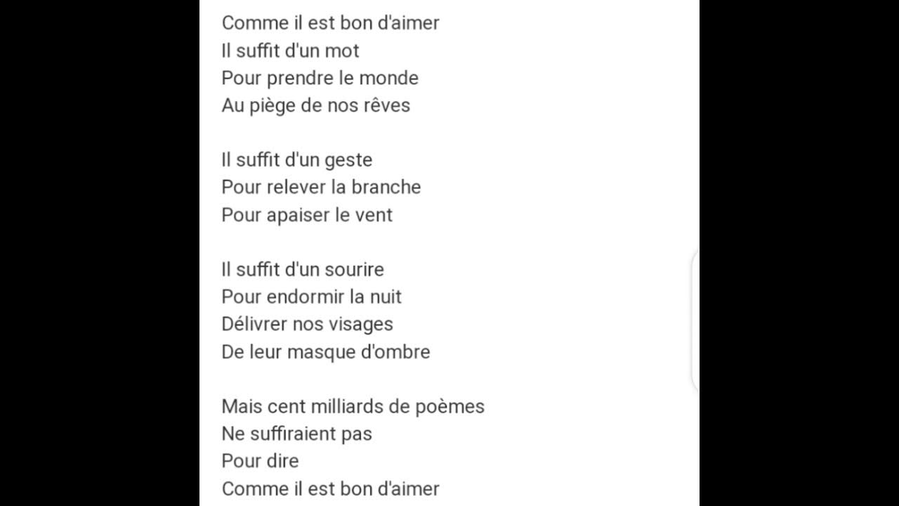 comme il est bon d'aimer poésie/jean Pierre Siméon YouTube