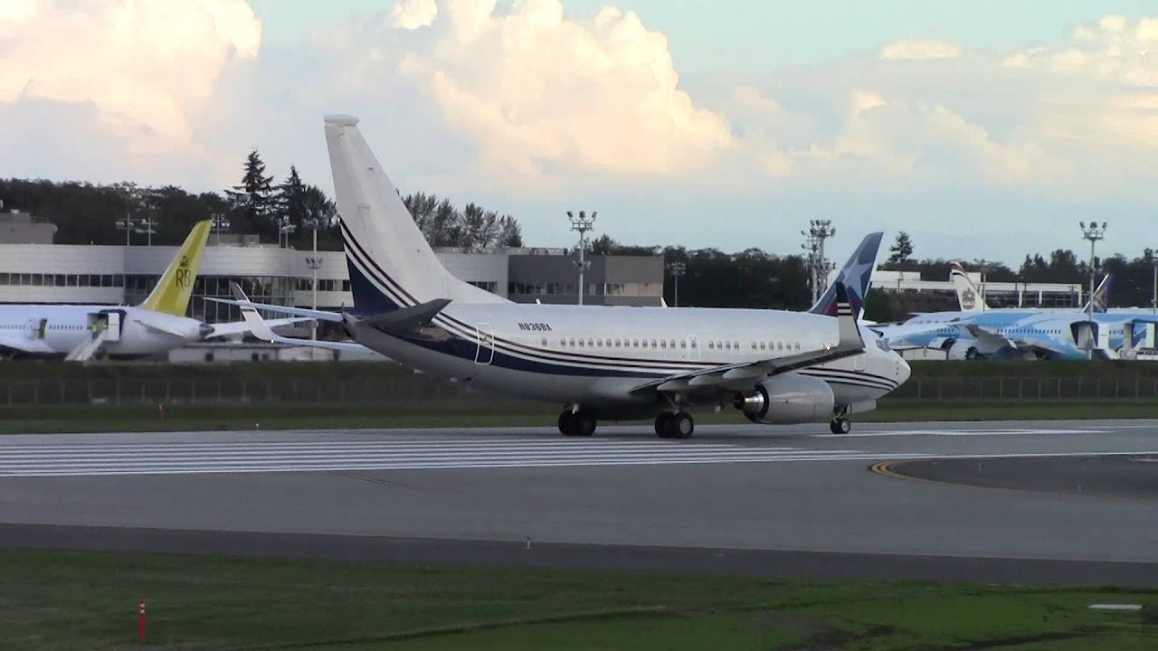 Boeing Company's Corporate Jet Takes Off at KPAE - YouTube