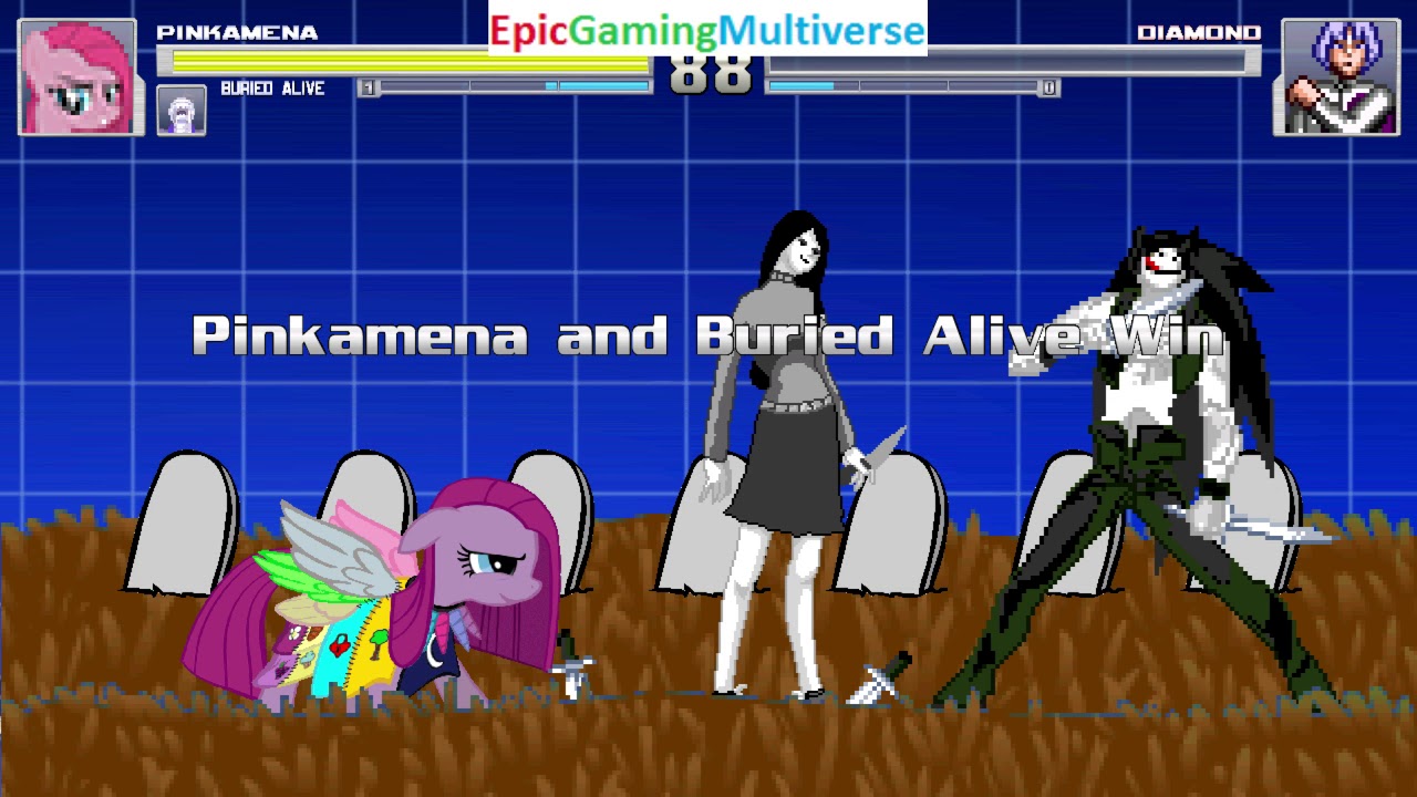 Prince Diamond VS Creepy Pasta Characters (Pinkamena And Buried Alive) In A MUGEN Match / Battle