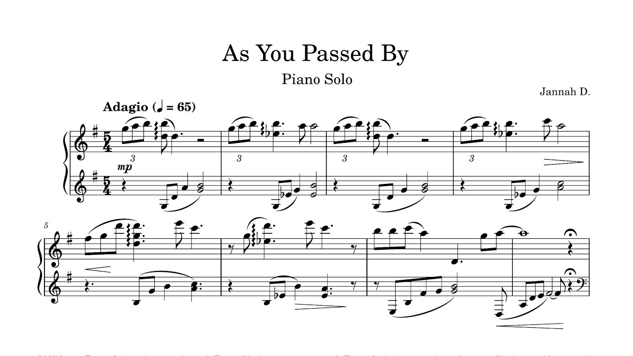 As You Passed By | Piano Solo (Original Composition) - Sheet Music