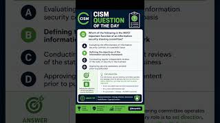 CISM Question of the Day 🔐 | Steering Committee Role Explained in 60s