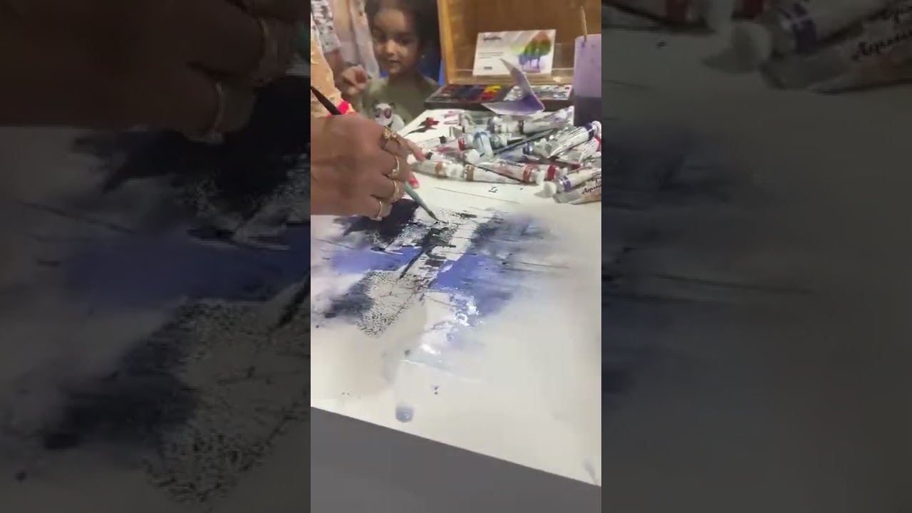 Demo of Aquatone water painting colour s....in Mumbai exhibition