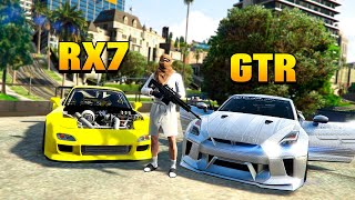 Arrancones con RX7 VS GTR R35 de ORO Blanco en GTA RP