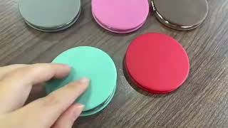 Laserable Leatherette Engraving Blanks Pu Compact Mirror--