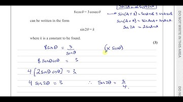 WMA13/01 IAL (Edexcel) P3  January 2022, Q2, Trigonometric Identities and Equations