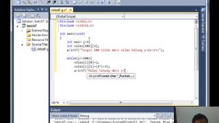 array 2-dimensi yang merepresentasikan 100 titik pada garis y= 2x - 3